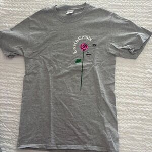 Noah NYC Earth Crisis Rose Graphic Tee Heather Grey Small Streetwear T-Shirt